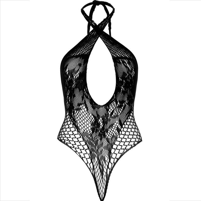 LEG AVENUE - REGGISENO TEDDY CON PIZZO NERO