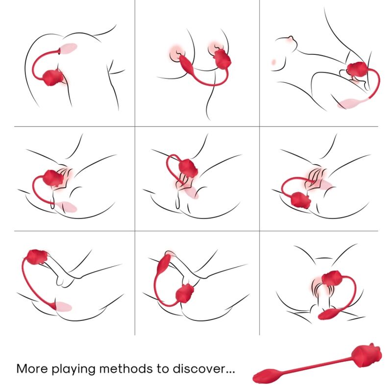 ARMONY - ROSA STIMOLATORE SUCCHIATORE & VIBRATORE 2 IN 1 CON 10 MODALITÀ CON CODA ROSSA