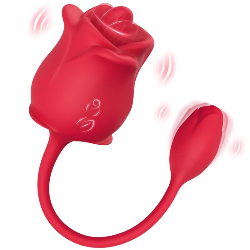 ARMONY - ROSA STIMOLATORE SUCCHIATORE & VIBRATORE 2 IN 1 CON 10 MODALITÀ CON CODA ROSSA