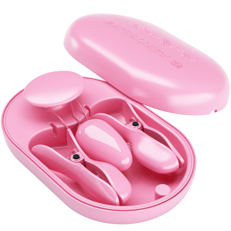 PRETTY LOVE - PINZETTE PER ELETTROSTIMOLAZIONE ROSA CON SCATOLA A SORPRESA
