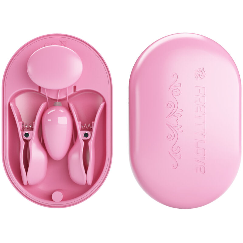 PRETTY LOVE - PINZETTE PER ELETTROSTIMOLAZIONE ROSA CON SCATOLA A SORPRESA