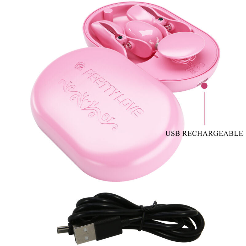 PRETTY LOVE - PINZETTE PER ELETTROSTIMOLAZIONE ROSA CON SCATOLA A SORPRESA