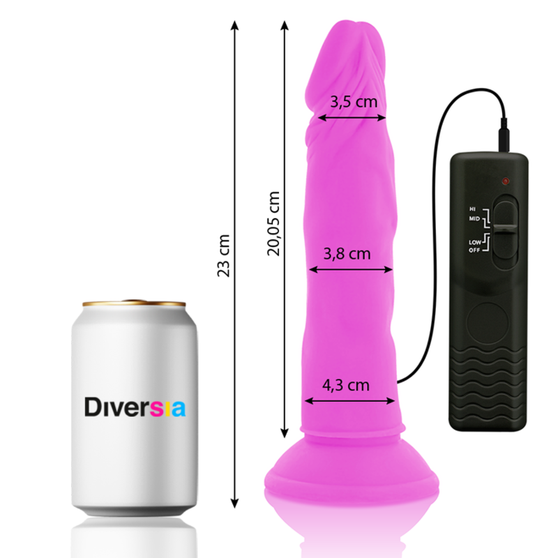 DIVERSIA - DILDO VIBRANTE FLESSIBILE VIOLA 23 CM -O- 4,3 CM