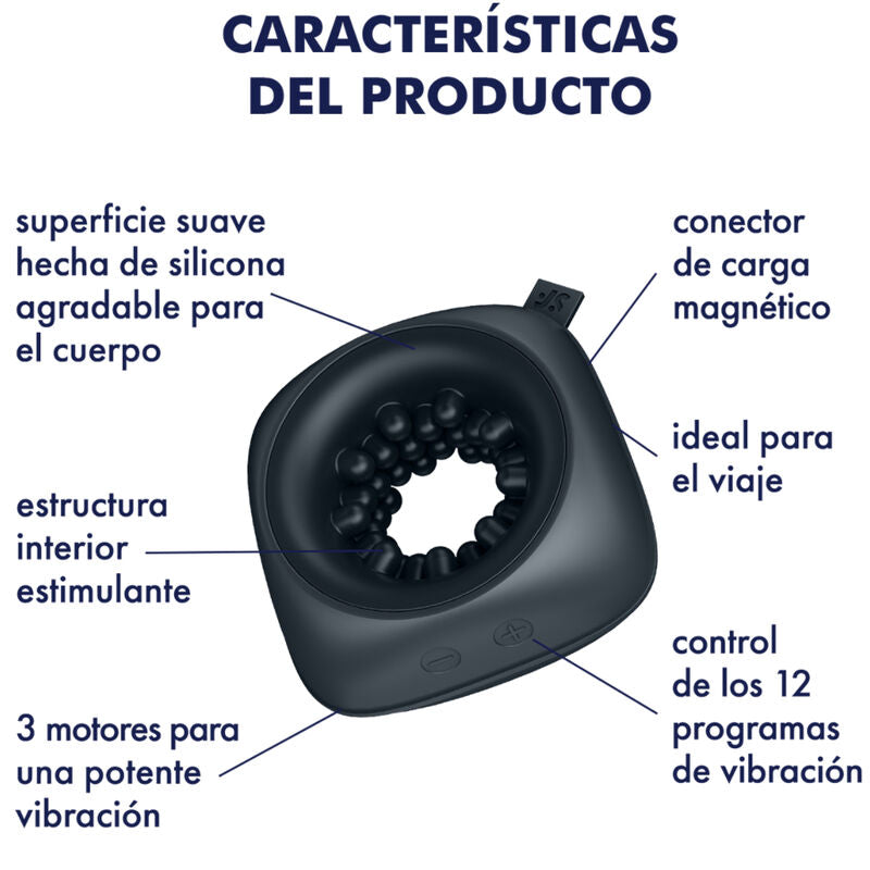 SATISFYER - MASTURBADOR Y VIBRADOR CON ANILLO TROQUELADOR