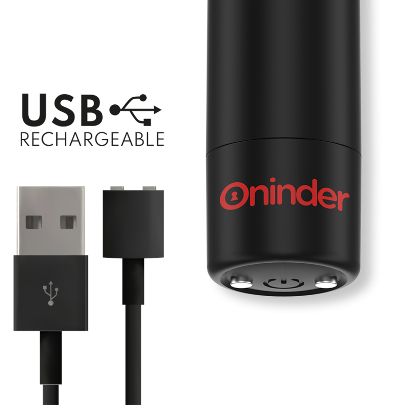 ONINDER - VIBRATORE BERLIN BULLET NERO 9 MODALITÀ 8,5 X 2 CM - APP GRATUITA