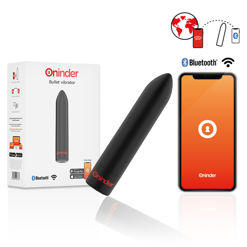 ONINDER - VIBRATORE BERLIN BULLET NERO 9 MODALITÀ 8,5 X 2 CM - APP GRATUITA