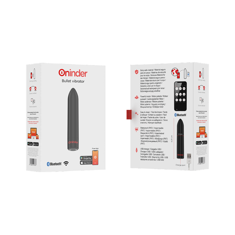 ONINDER - VIBRATORE BERLIN BULLET NERO 9 MODALITÀ 8,5 X 2 CM - APP GRATUITA