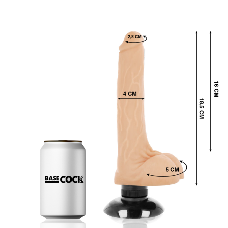 BASECOCK - VIBRATORE REALISTICO 2-1 CARNE 18,5 CM -O- 4 CM