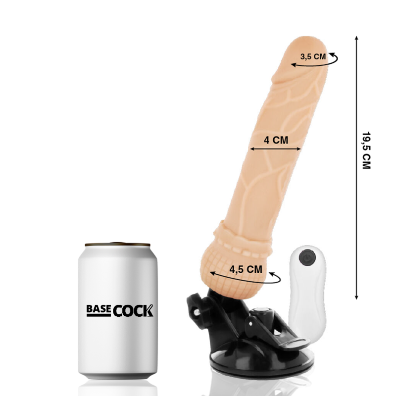 BASECOCK - VIBRATORE REALISTICO TELECOMANDO CARNE 19,5 CM -O- 4 CM