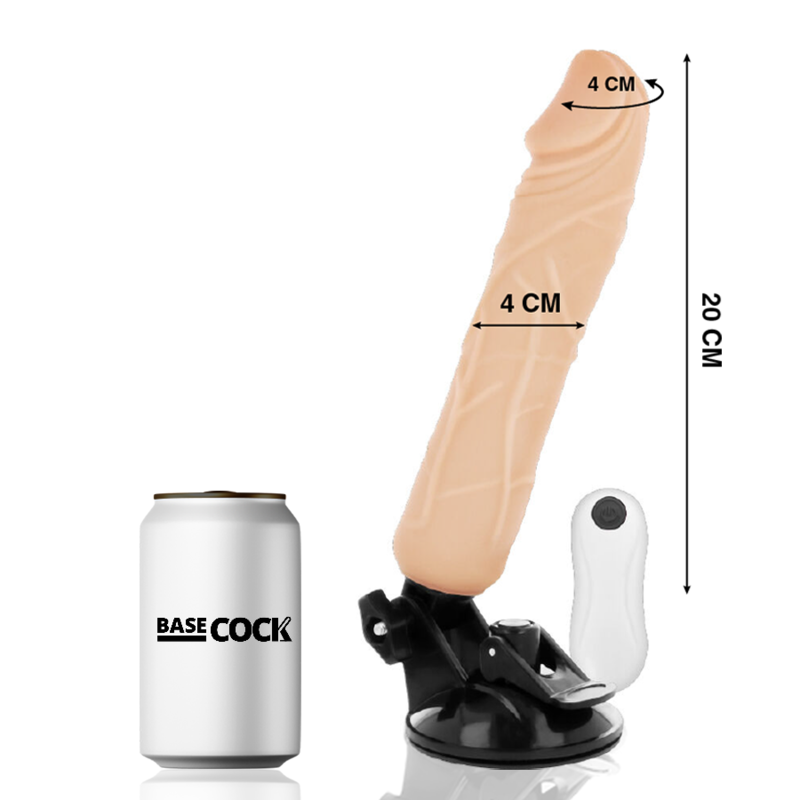 BASECOCK - VIBRATORE REALISTICO TELECOMANDO CARNE 20 CM -O- 4 CM