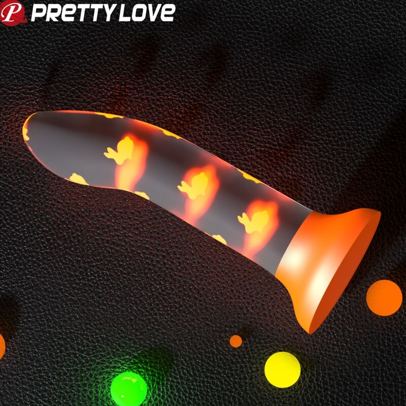PRETTY LOVE - DILDO MÁGICO NIGHTFALL SIN VIBRACIÓN NARANJA LUMINOSO