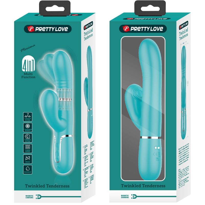 PRETTY LOVE - VIBRATORE MULTIFUNZIONE PUNTO G VERDE ACQUA