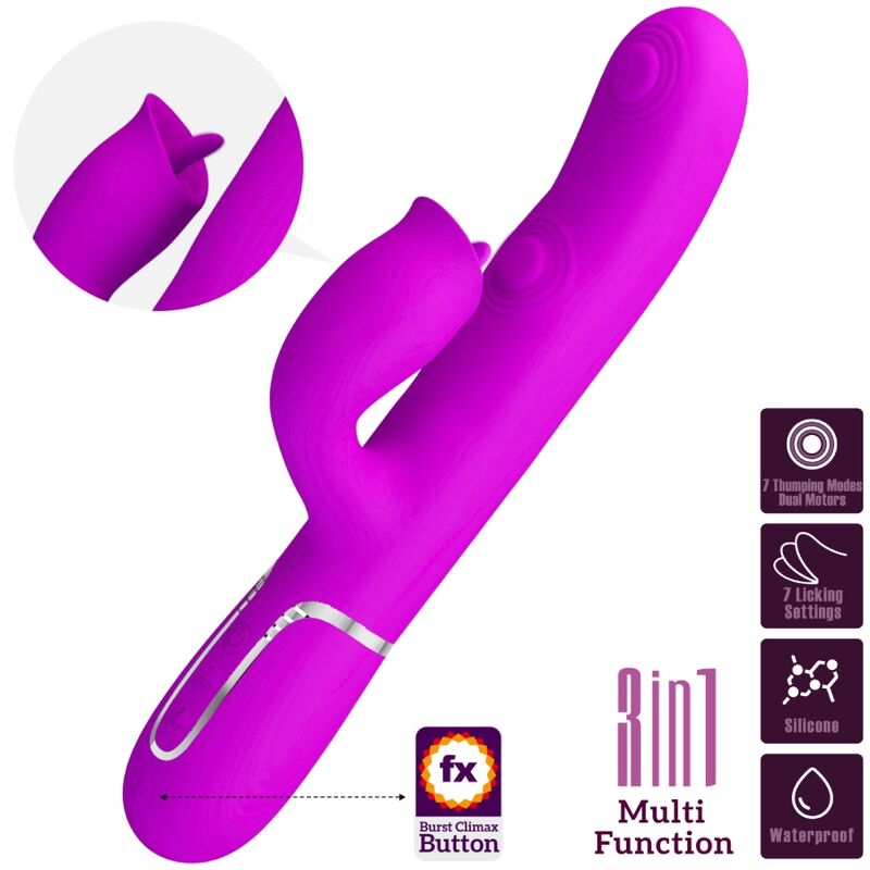 PRETTY LOVE - VIBRADOR CONEJO CON LAMEADO FUCSIA