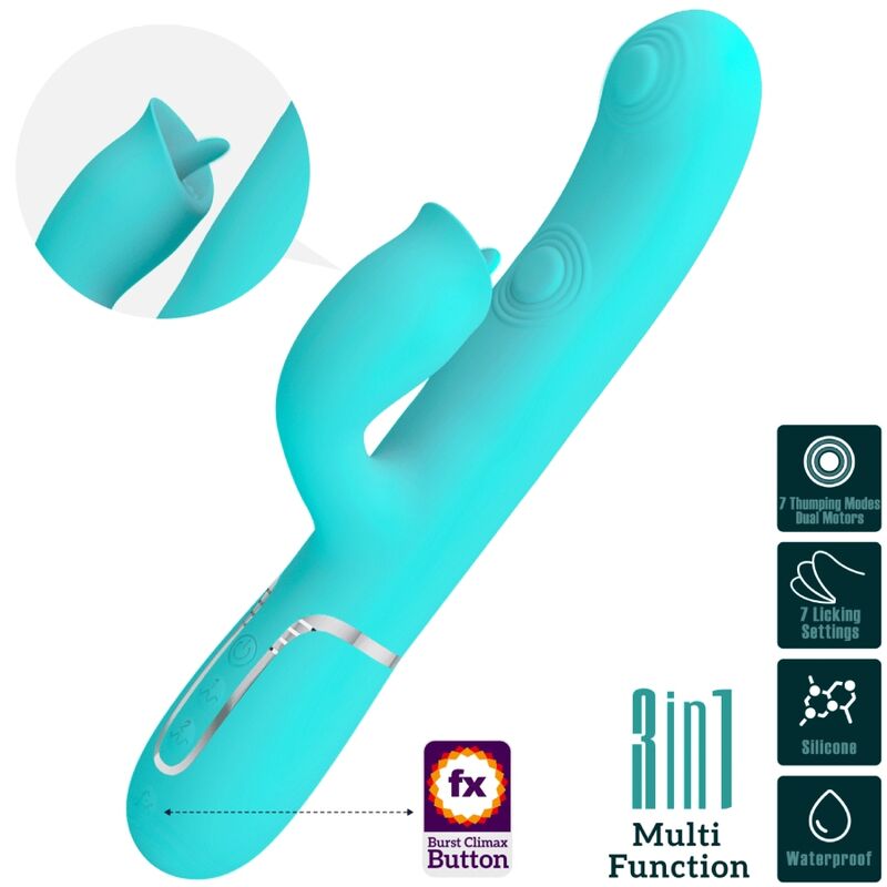 PRETTY LOVE - VIBRATORE CONIGLIO CON LECCA VERDE ACQUA