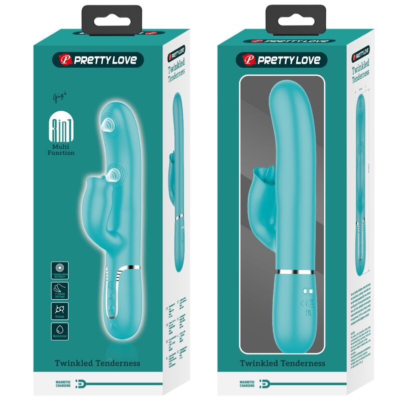 PRETTY LOVE - VIBRATORE CONIGLIO CON LECCA VERDE ACQUA