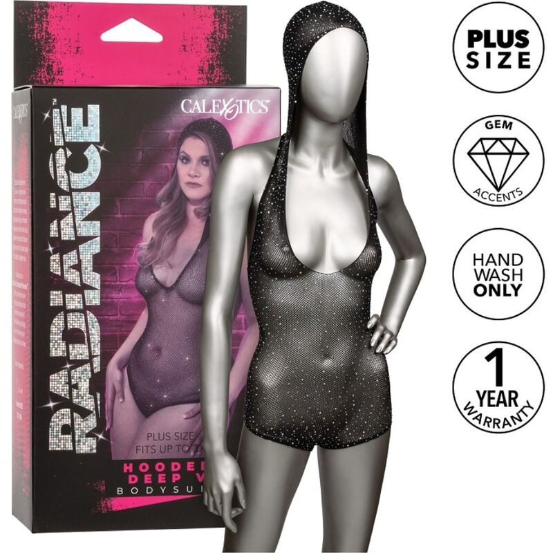 CALEXOTICS - BODY CON CAPPUCCIO E SCOLLO A V PROFONDO RADIANCE TAGLIE FORTI