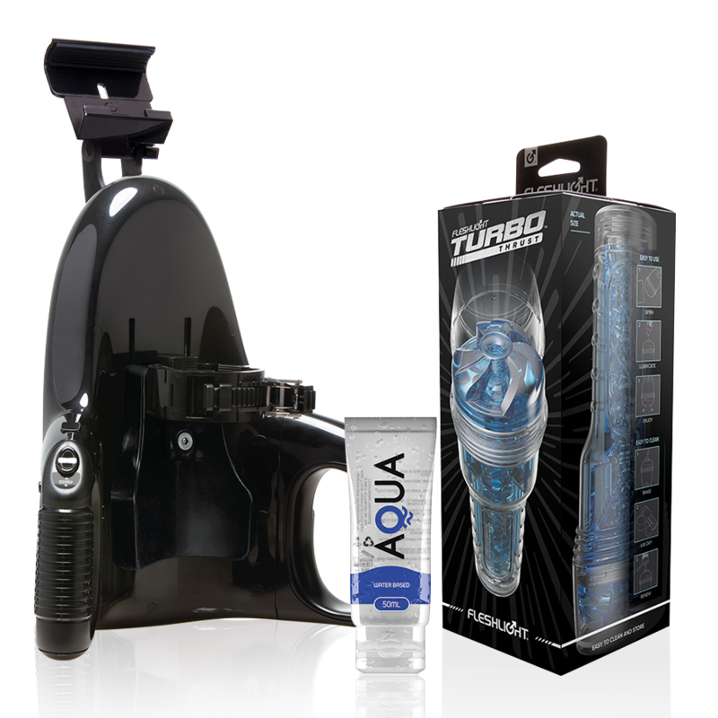 FLESHLIGHT - TURBO THRUST BLUE ICE + UNIVERSAL LAUNCH + LUBRIFICANTE AQUA QUALITY 50 ML