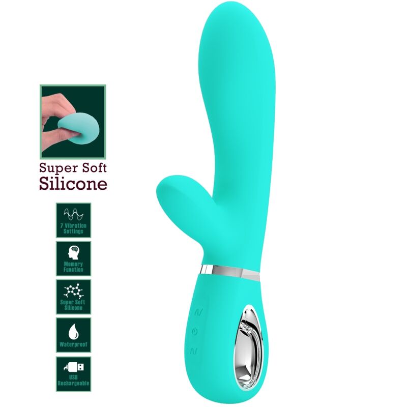 PRETTY LOVE - VIBRATORE MULTIFUNZIONE PUNTO G THOMAS VERDE ACQUA