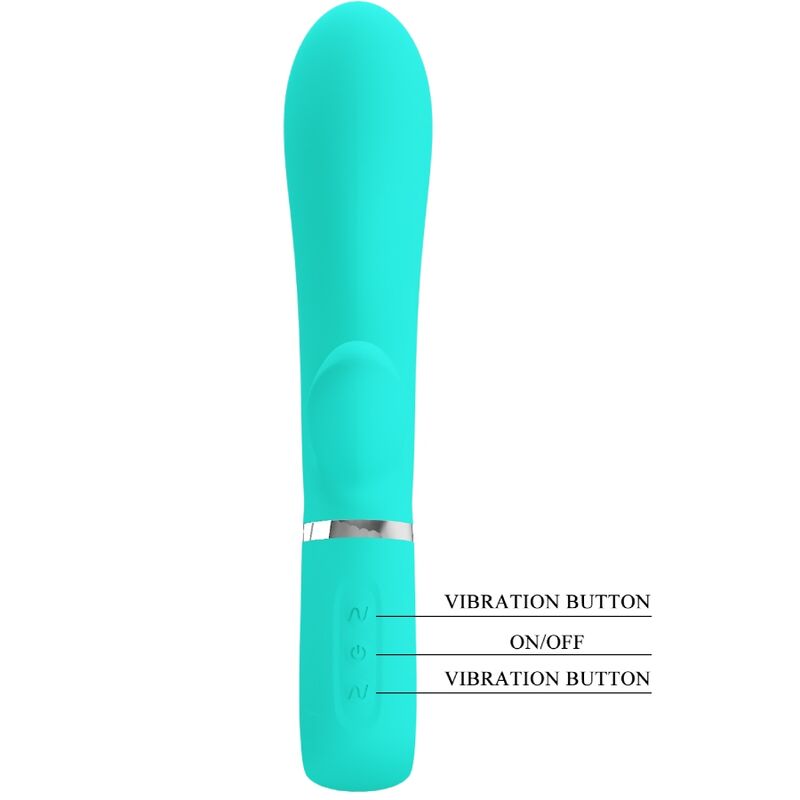 PRETTY LOVE - VIBRATORE MULTIFUNZIONE PUNTO G THOMAS VERDE ACQUA