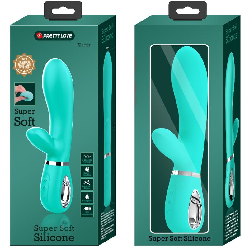 PRETTY LOVE - VIBRATORE MULTIFUNZIONE PUNTO G THOMAS VERDE ACQUA