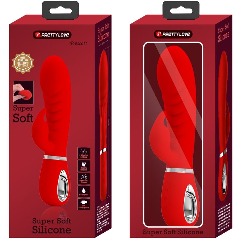 PRETTY LOVE - VIBRATORE MULTIFUNZIONE PUNTO G PRESCOTT ROSSO