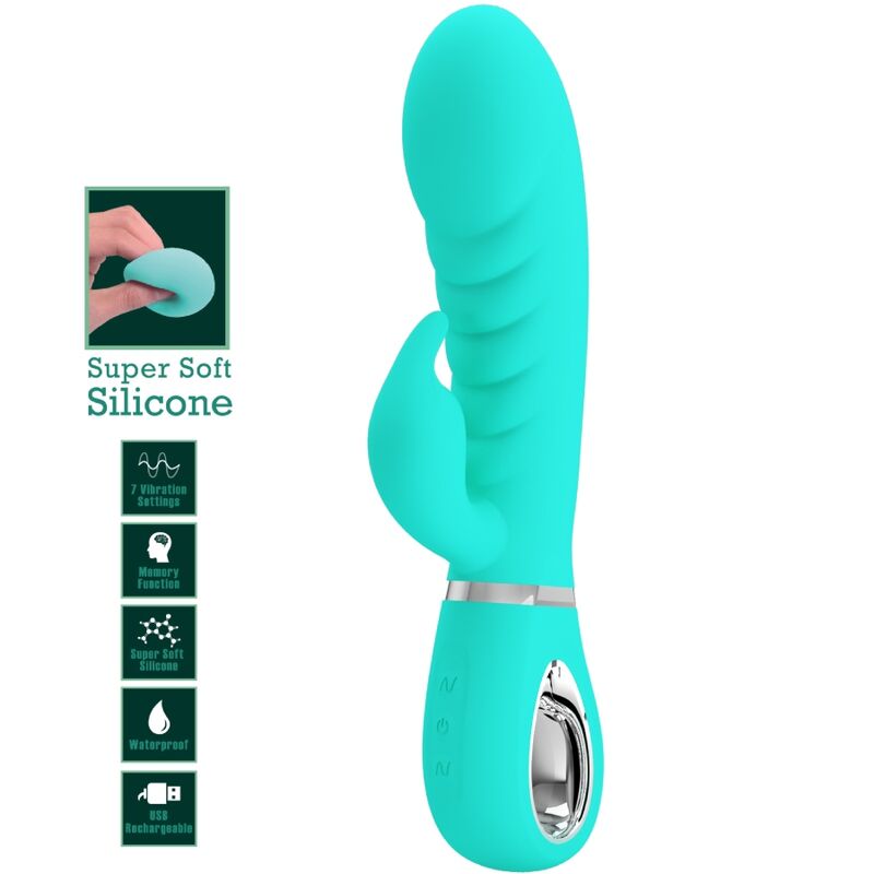 PRETTY LOVE - VIBRATORE MULTIFUNZIONE PUNTO G PRESCOTT VERDE ACQUA
