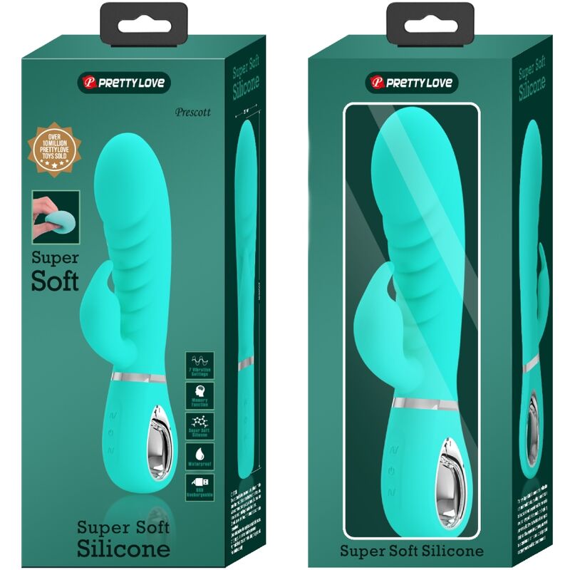 PRETTY LOVE - VIBRADOR MULTIFUNCIÓN DEL PUNTO G PRESCOTT VERDE AGUA