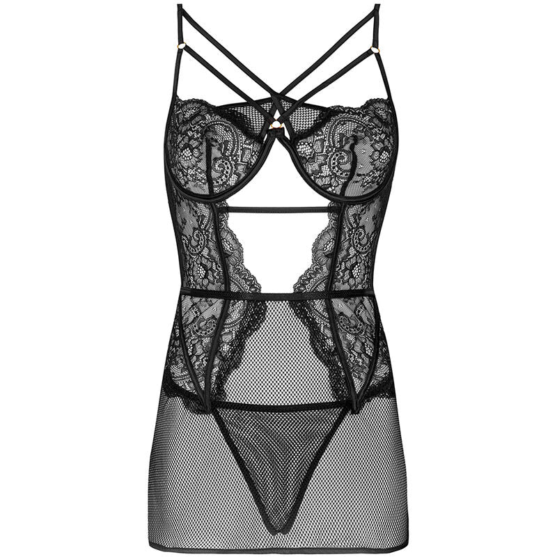 LIVCO CORSETTI FASHION - BARIRIN LC 90633 CAMISA + BRAGUITA NEGRA L/XL