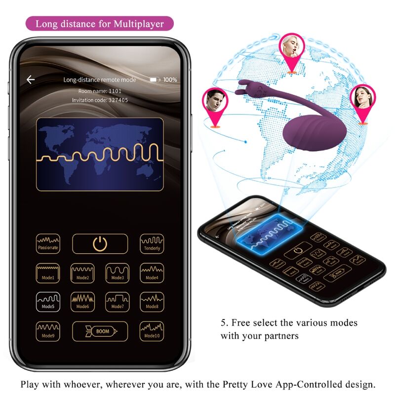 PRETTY LOVE - VIBRATORE CATALINA CON APP E TELECOMANDO VIOLA