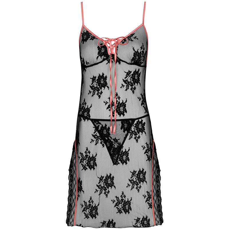 LIVCO CORSETTI FASHION - KARONIN LC 90628 CAMISA + BRAGUITA NEGRA L/XL