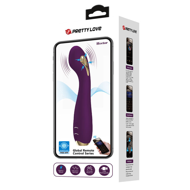 PRETTY LOVE - VIBRATORE ELETTROSHOCK HECTOR CON CONTROLLO APP VIOLA