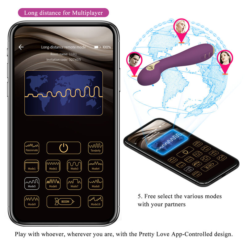 PRETTY LOVE - VIBRATORE ELETTROSHOCK HECTOR CON CONTROLLO APP VIOLA