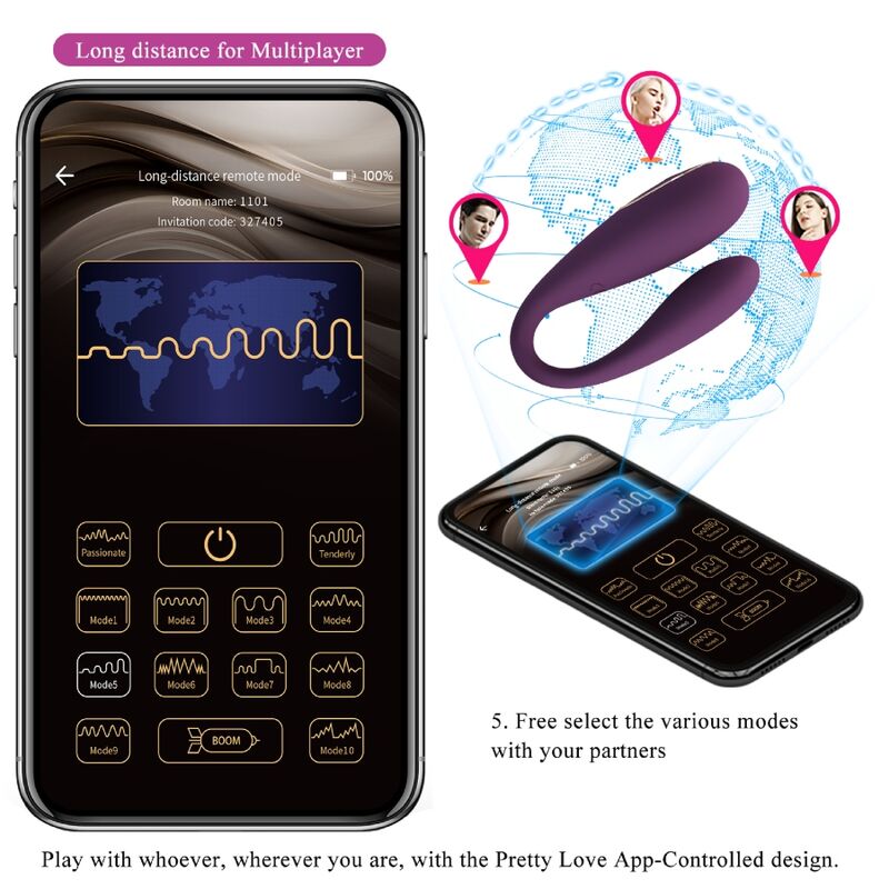 PRETTY LOVE - VIBRADOR DE DOBLE PLACER GLOBAL AUGUST REMOTE