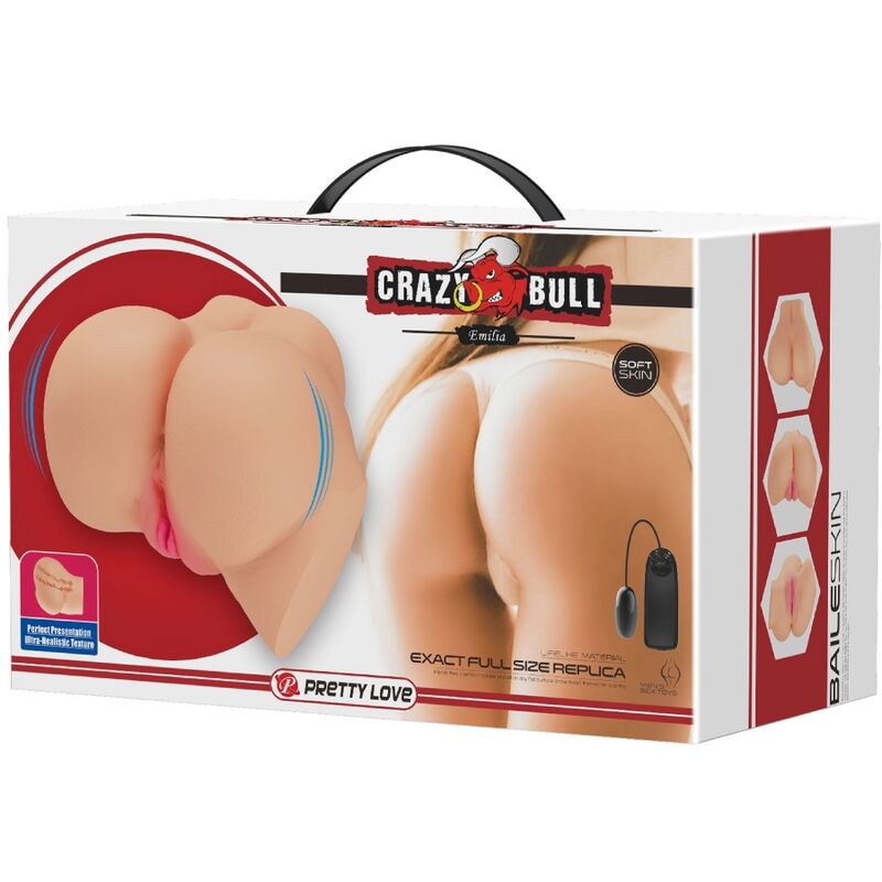 CRAZY BULL - VIBRATORE REALISTICO EMILIA CON VAGINA E ANO