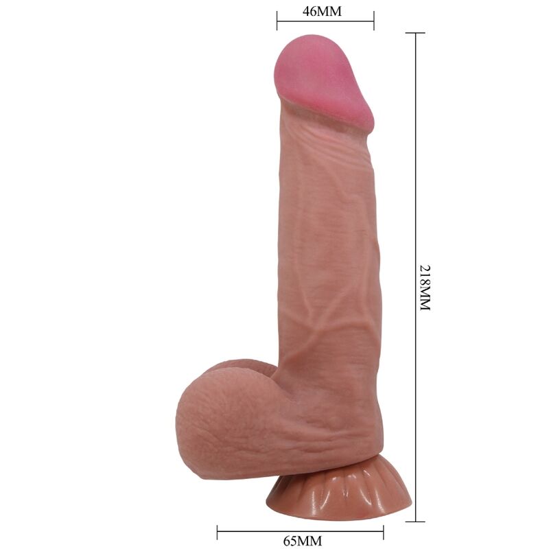 PRETTY LOVE - DILDO REALISTICO SERIE SLIDING SKIN CON VENTOSA IN PELLE MARRONE SCORREVOLE 21,8 CM