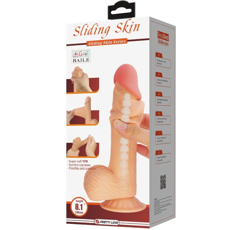 PRETTY LOVE - DILDO REALISTICO SERIE SLIDING SKIN CON VENTOSA SLIDING SKIN 20,6 CM