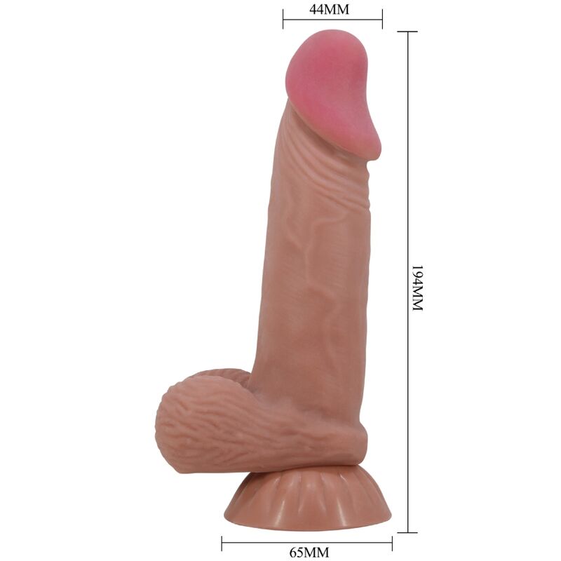 PRETTY LOVE - DILDO REALISTICO SERIE SLIDING SKIN CON VENTOSA IN PELLE MARRONE SCORREVOLE 19,4 CM
