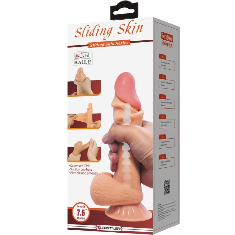 PRETTY LOVE - DILDO REALISTICO SERIE SLIDING SKIN CON VENTOSA SLIDING SKIN 19,4 CM