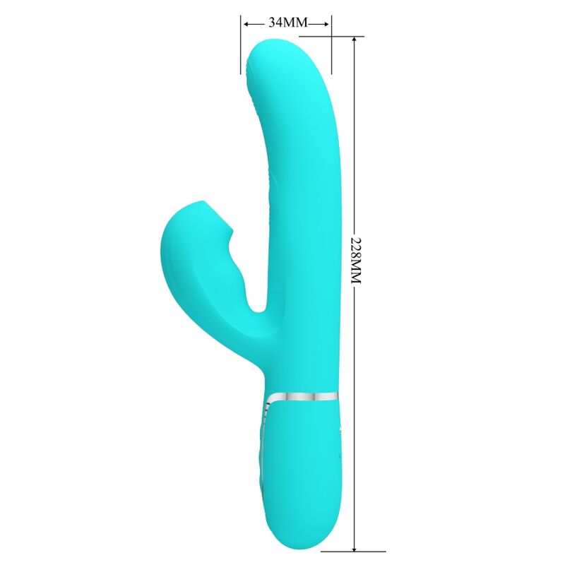 PRETTY LOVE - PERLITA VIBRATORE MULTIFUNZIONE 3 IN 1 PUNTO G VERDE ACQUA
