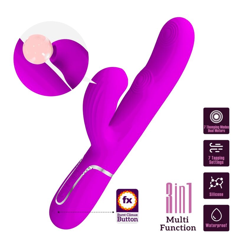 PRETTY LOVE - PERLITA VIBRATORE MULTIFUNZIONE 3 IN 1 PUNTO G VIOLA