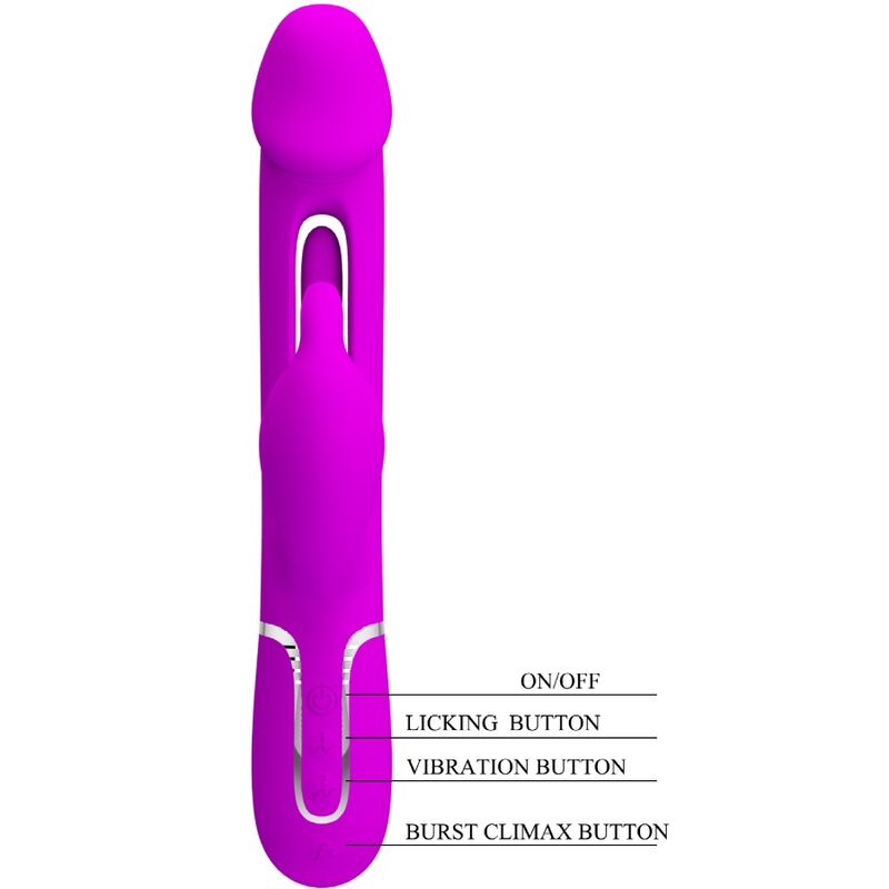 PRETTY LOVE - KAMPAS RABBIT VIBRADOR MULTIFUNCIÓN 3 EN 1 CON LENGUA FUCSIA