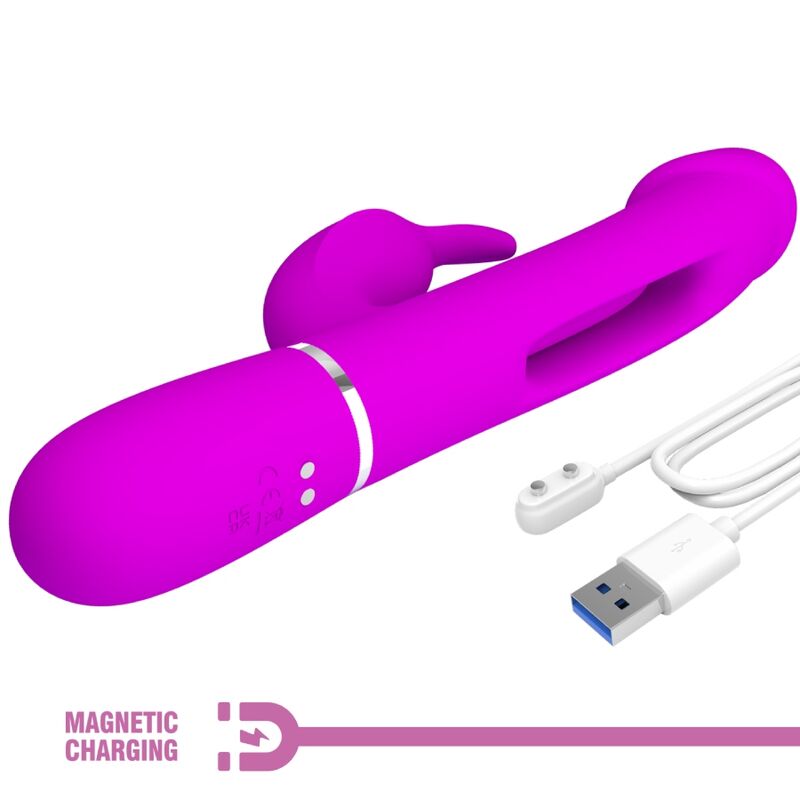 PRETTY LOVE - KAMPAS RABBIT 3 IN 1 VIBRATORE MULTIFUNZIONE CON LINGUA FUCSIA