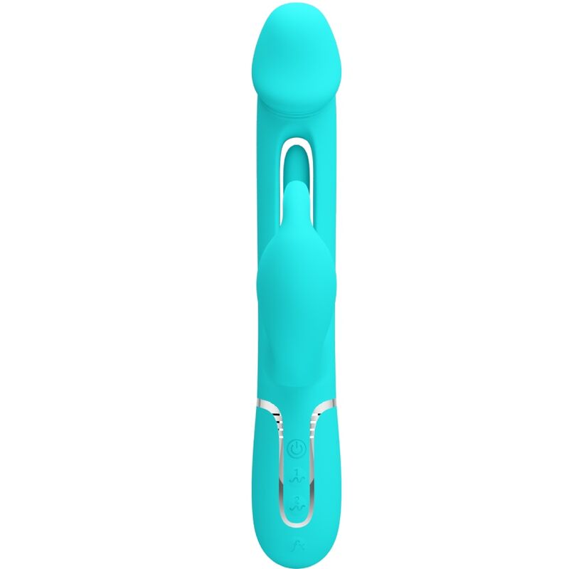 PRETTY LOVE - KAMPAS RABBIT 3 IN 1 VIBRATORE MULTIFUNZIONE CON LINGUA VERDE ACQUA