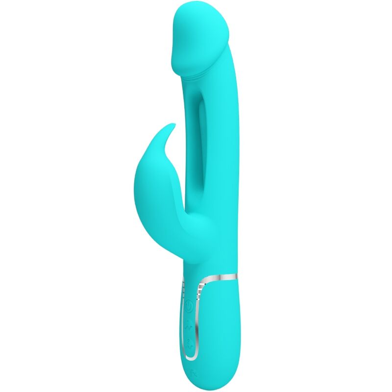 PRETTY LOVE - KAMPAS RABBIT 3 IN 1 VIBRATORE MULTIFUNZIONE CON LINGUA VERDE ACQUA