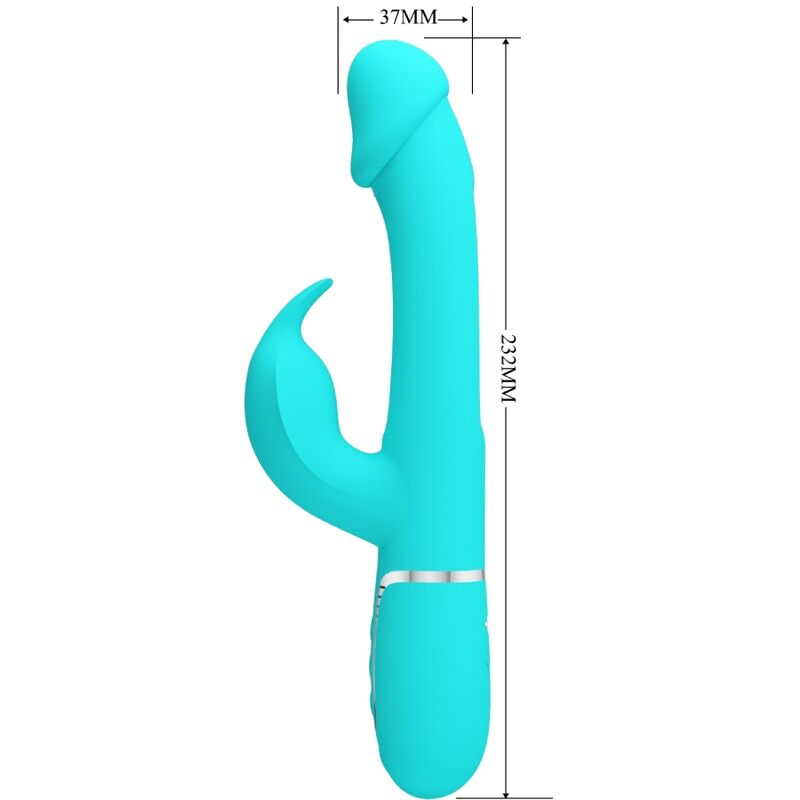 PRETTY LOVE - KAMPAS RABBIT 3 IN 1 VIBRATORE MULTIFUNZIONE CON LINGUA VERDE ACQUA