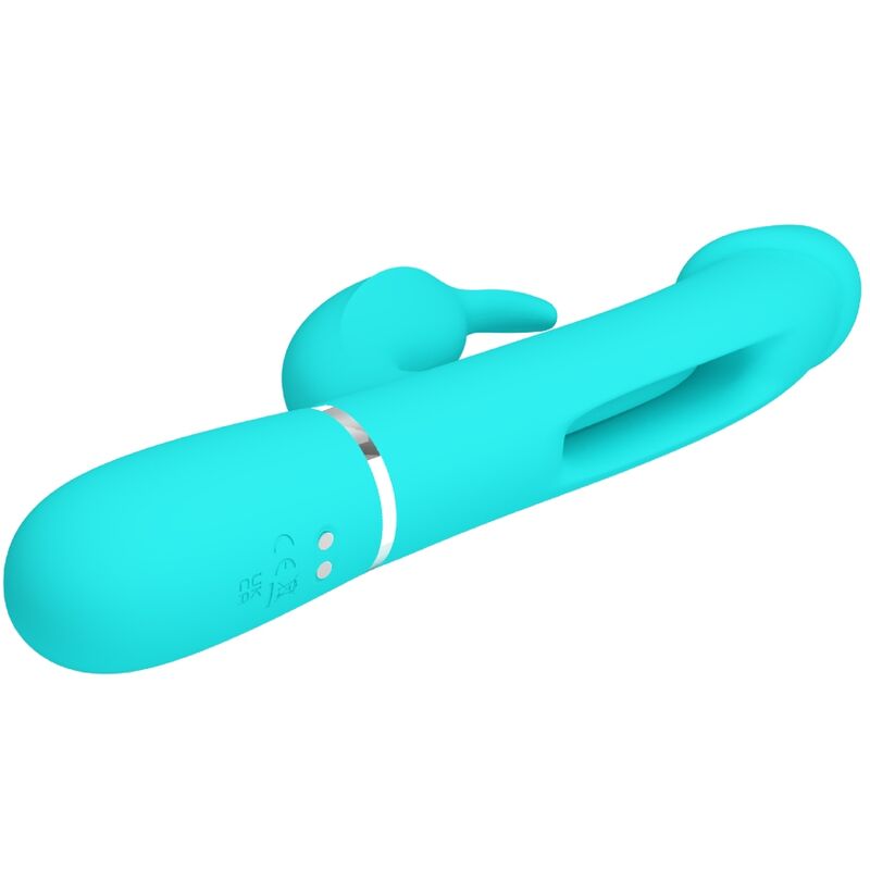 PRETTY LOVE - KAMPAS RABBIT 3 IN 1 VIBRATORE MULTIFUNZIONE CON LINGUA VERDE ACQUA