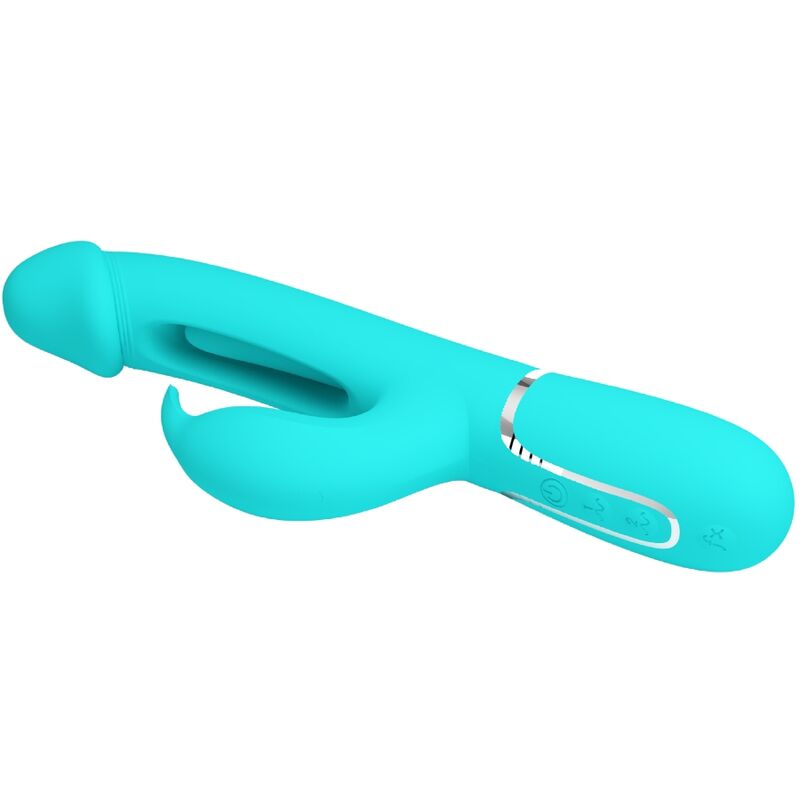 PRETTY LOVE - KAMPAS RABBIT 3 IN 1 VIBRATORE MULTIFUNZIONE CON LINGUA VERDE ACQUA