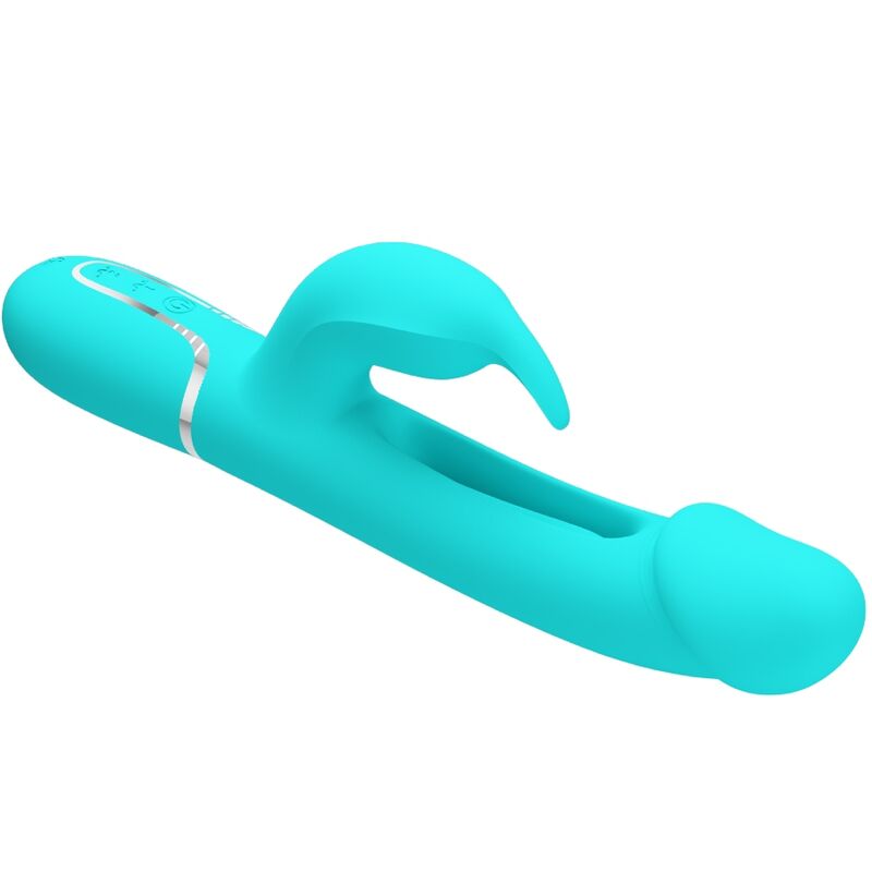 PRETTY LOVE - KAMPAS RABBIT 3 IN 1 VIBRATORE MULTIFUNZIONE CON LINGUA VERDE ACQUA