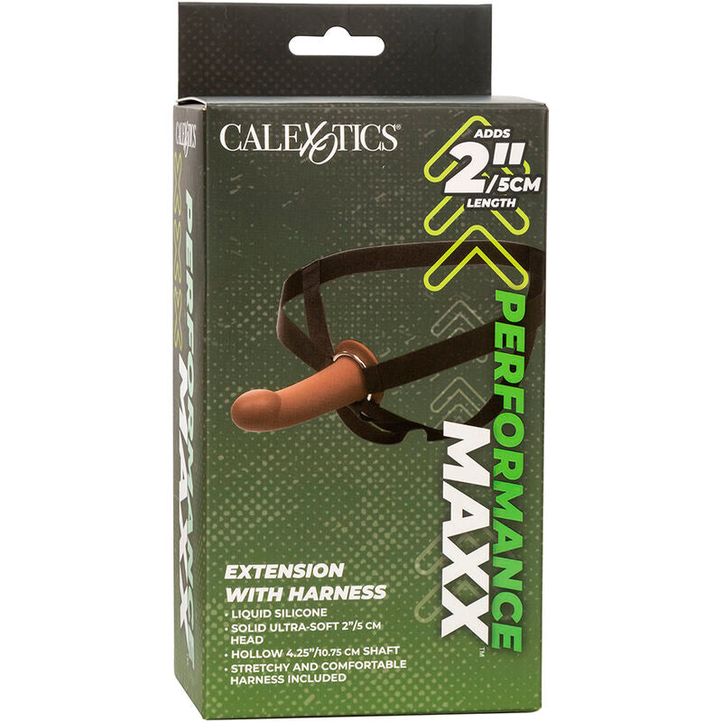 CALEXOTICS - EXTENSIÓN PERFORMANCE MAXX CON ARNÉS PIEL MARRÓN