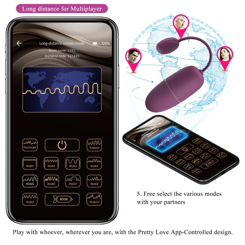 PRETTY LOVE - UOVO VIBRANTE NINFA CONTROLLATO DA APP LILA